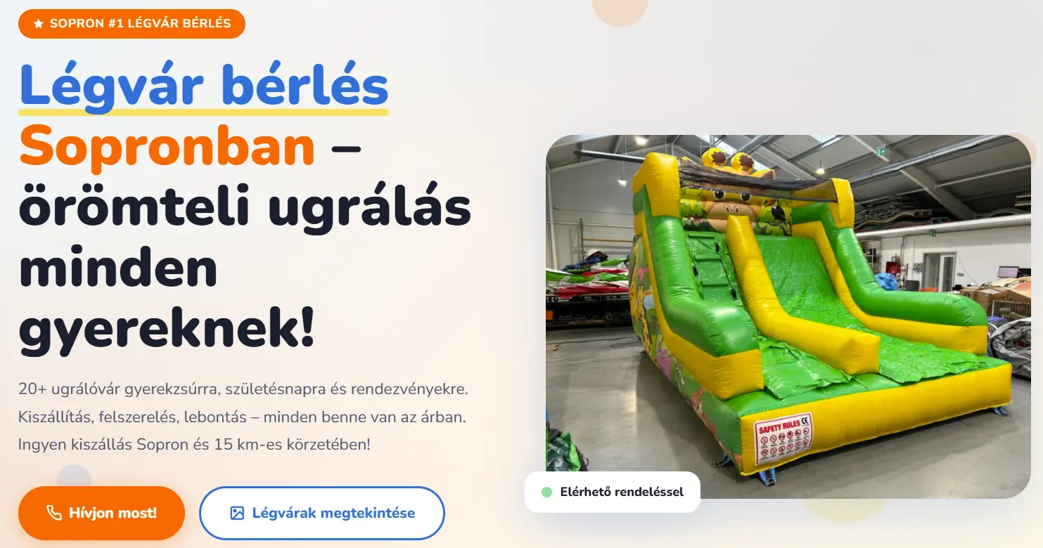 Tibszi Légvár weboldal előnézet - HelloSEO referencia